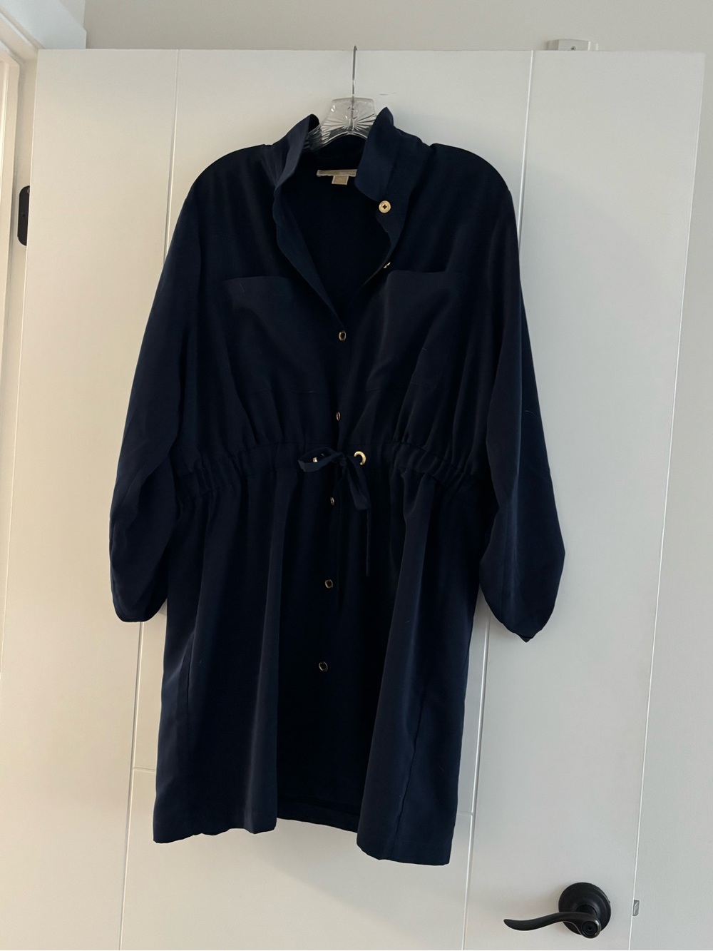 Michael Kors Navy Blue Drawstring Shirt Dress